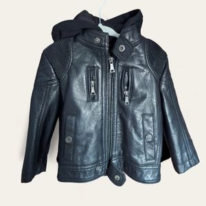 🛍️👗 2 for $20, URBAN REPUBLIC Faux Leather Moto Jacket Hood 18 mo